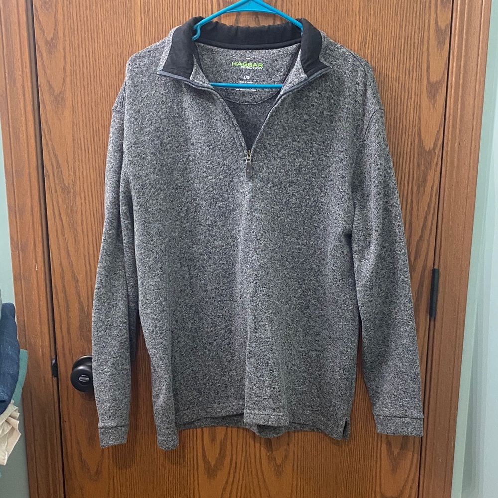 Haggar Men's Charcoal Zip-Up Sweater